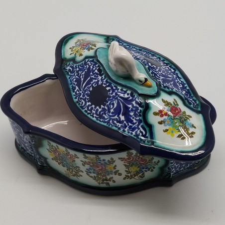 Portagioie in ceramica firmata Riccardo Gatti 1932 con cigno sul coperchio