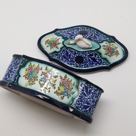 Portagioie in ceramica firmata Riccardo Gatti 1932 con cigno sul coperchio
