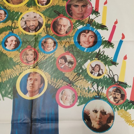 Manifesto originale Quelli della notte - Poster di auguri natalizi 1983 Buono...