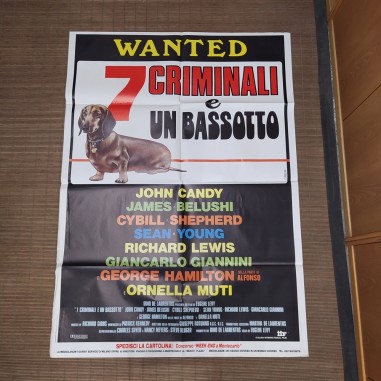 Manifesto originale Wanted 7 criminali e un bassotto 1992 Sbucciature...