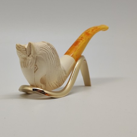 Lotto di 6 pipe artistiche in schiuma, ceramica e pipa Brebbia in legno. Nuove