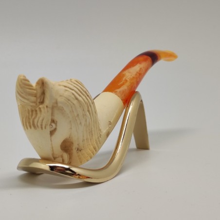 Lotto di 6 pipe artistiche in schiuma, ceramica e pipa Brebbia in legno. Nuove