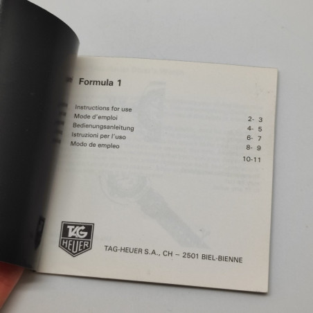 Lotto di 5 libretti d'istruzioni di orologi Tag Heuer. Leggere sbiaditure