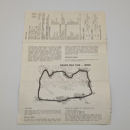 Volantino programma Grand Prix di Cecoslovacchia Brno 1972. Piccoli strappi