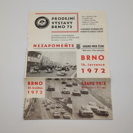 Volantino programma Grand Prix di Cecoslovacchia Brno 1972. Piccoli strappi