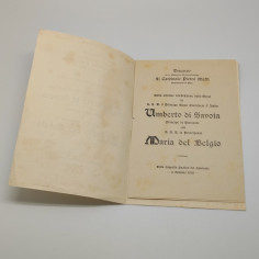 Opuscolo con il discorso del Cardinale Maffi al matrimonio Savoia 1930. Aloni 2