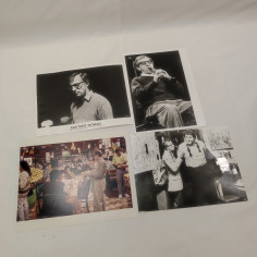 Lotto di 4 fotografie di Woody Allen sul set e mentre suona, anni '80/'90. Buono 2