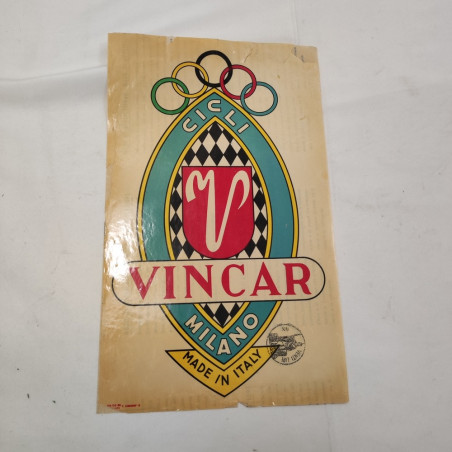 Lotto di 2 vetrofanie Cicli Vincar timbrati. Piccoli strappi