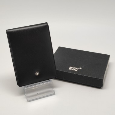 Porta block notes e carte Mont Blanc nero in pelle. Come nuovo