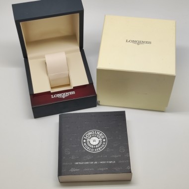 Cofanetto per orologi Longines nero satinato con libretto istruzioni. Buono