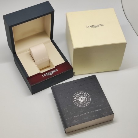 Cofanetto per orologi Longines nero satinato con libretto istruzioni. Buono