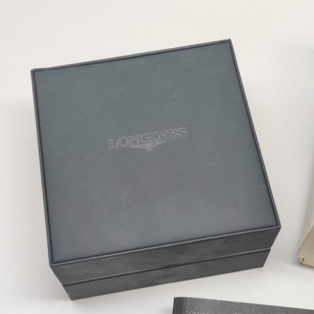 Cofanetto per orologi Longines nero satinato con libretto istruzioni. Buono