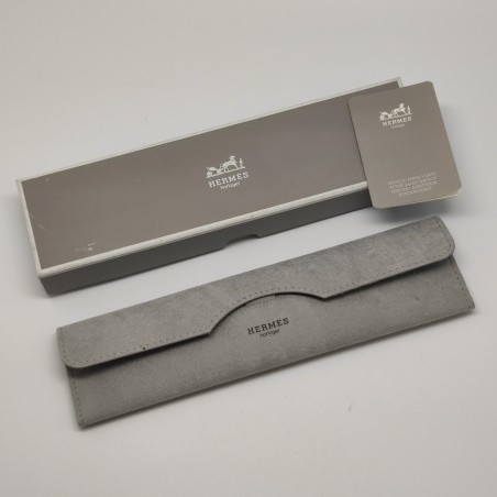 Astuccio morbido per orologio Hermes grigio con documenti e cofanetto. Buono