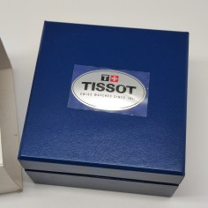 Cofanetto per orologi Tissot blu con targhetta con cellophane. Segni lievi 2