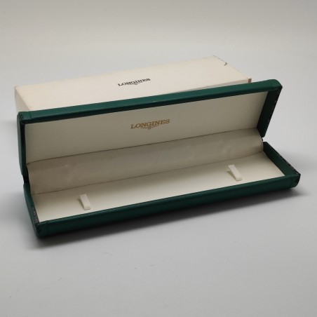 Cofanetto per orologi Longines verde con sbucciature e materiale che si sfalda