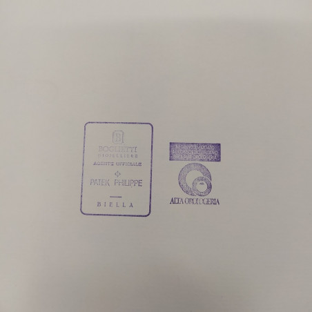 Catalogo di orologi Patek Philippe. Prima pagine incollata