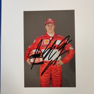 Michael Schumacher cartolina con autografo originale dimensione 13x19 cm