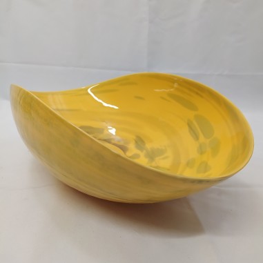 Vaso centrotavola in vetro di Murano Yalos giallo integro