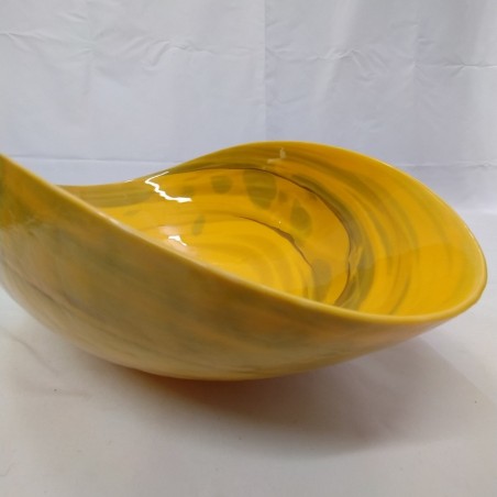 Vaso centrotavola in vetro di Murano Yalos giallo integro