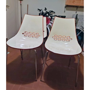 Set 4 sedie Calligaris Jam bianco e arancione usate