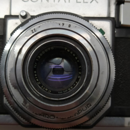 Macchina fotografica Zeiss Contaflex con obiettivo Tessar 1:2,8 - F＝45mm, fodero