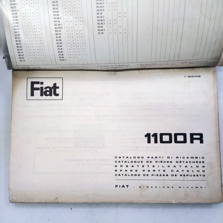 Raccoglitore Catalogo parti di ricambio Fiat 1100R. Impolverato e macchiato
