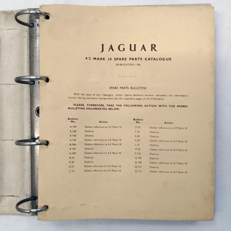 Jaguar Spare parts catalogue - Raccoglitore parti di ricambio 1965. Polvere