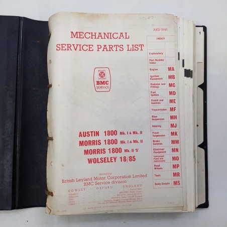 Ricambio - Parts List British Leyland, '69. Raccoglitore in condizioni mediocri