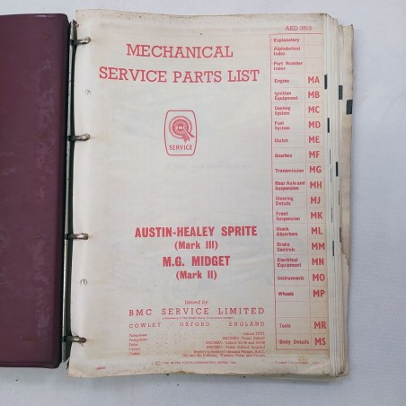Mechanical service parts list - Parti di ricambio Austin British Motors, 1965