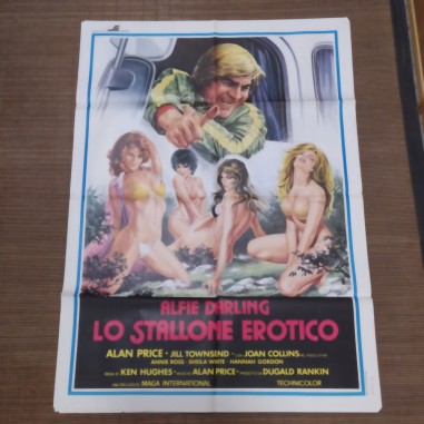 Manifesto originale Lo stallone erotico 1975 Pieghe e piccoli strappi...