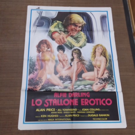 Manifesto originale Lo stallone erotico 1975 Pieghe e piccoli strappi...