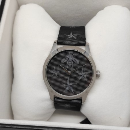 Orologio da polso Gucci nero con decorazione di stelle e api, cofanetto. Inusato