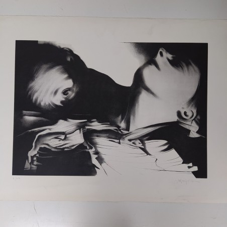 Lotto di 6 litografie artistiche con ritratti femminili, dimensioni 92x71 cm