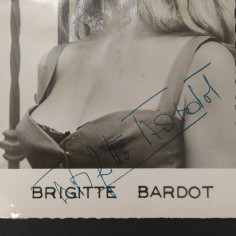 Cartolina con foto e autografo originale di Brigitte Bardot. Sbucciature 2