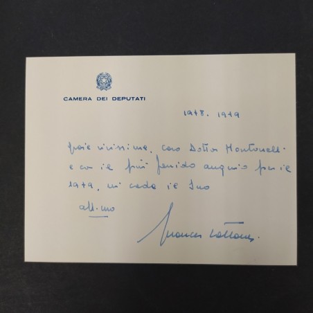 Lettera della Camera dei Deputati indirizzata a Indro Montanelli, 1978