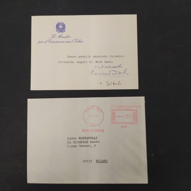 Lettera Ministero per il commercio con l'estero Rinaldo Ossola a Montanelli 1977