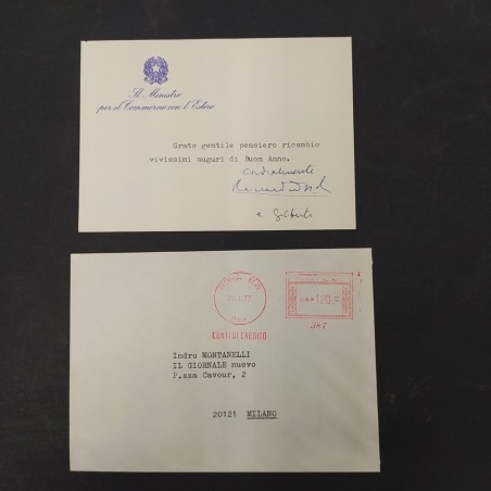 Lettera Ministero per il commercio con l'estero Rinaldo Ossola a Montanelli 1977