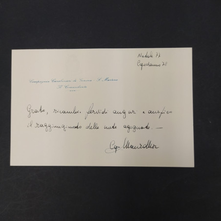 Lotto di 2 biglietti di auguri indirizzati a Indro Montanelli, 1977