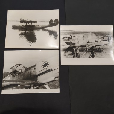 Lotto di 3 fotografie di aerei tedeschi della Luftwaffe e del 1912. Buono