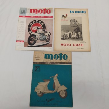 Lotto di 3 riviste La moto annate 1951/53/56. Macchie