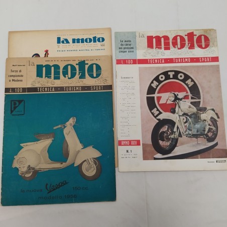 Lotto di 3 riviste La moto annate 1951/53/56. Macchie