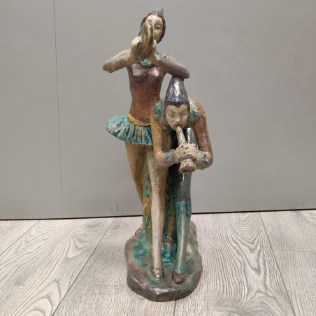 Gruppo plastico Riccardo Gatti ceramica policroma suonatori h. 50 cm