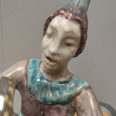 Gruppo plastico Riccardo Gatti ceramica policroma suonatori h. 50 cm