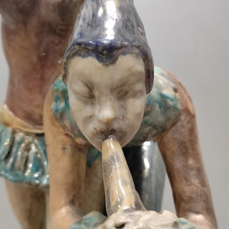 Gruppo plastico Riccardo Gatti ceramica policroma suonatori h. 50 cm