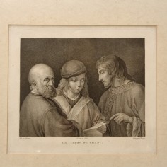 Acquaforte francese "La lezione di canto" da un dipinto di Giorgione primo 800 2