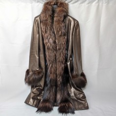 Robrik cappotto donna tg 46 in pelle con collo di volpe usato 2