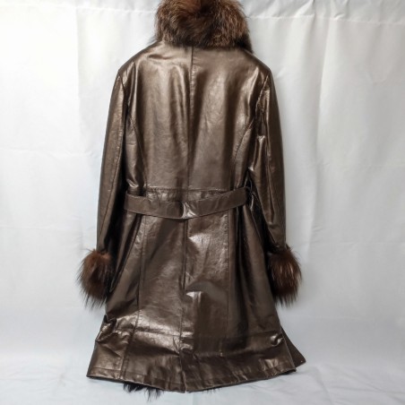 Robrik cappotto donna tg 46 in pelle con collo di volpe usato