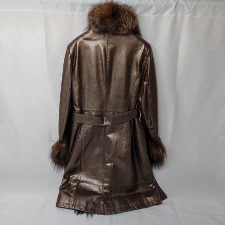 Robrik cappotto donna tg 46 in pelle con collo di volpe usato