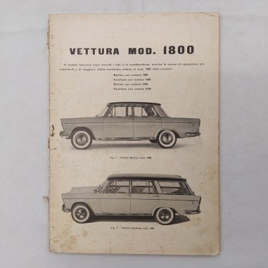 Fiat Vettura Mod 1800 Dati Caratteristiche e Norme di Riparazione no copertina