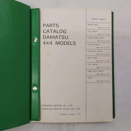 Parts Catalog Daihatsu 4x4 Models August 1974 testi in inglese